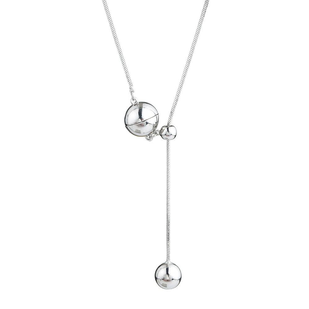 High-end Ins Style Geometric Long Necklace For Women Featuring Magnetic Ball And Disc Designs