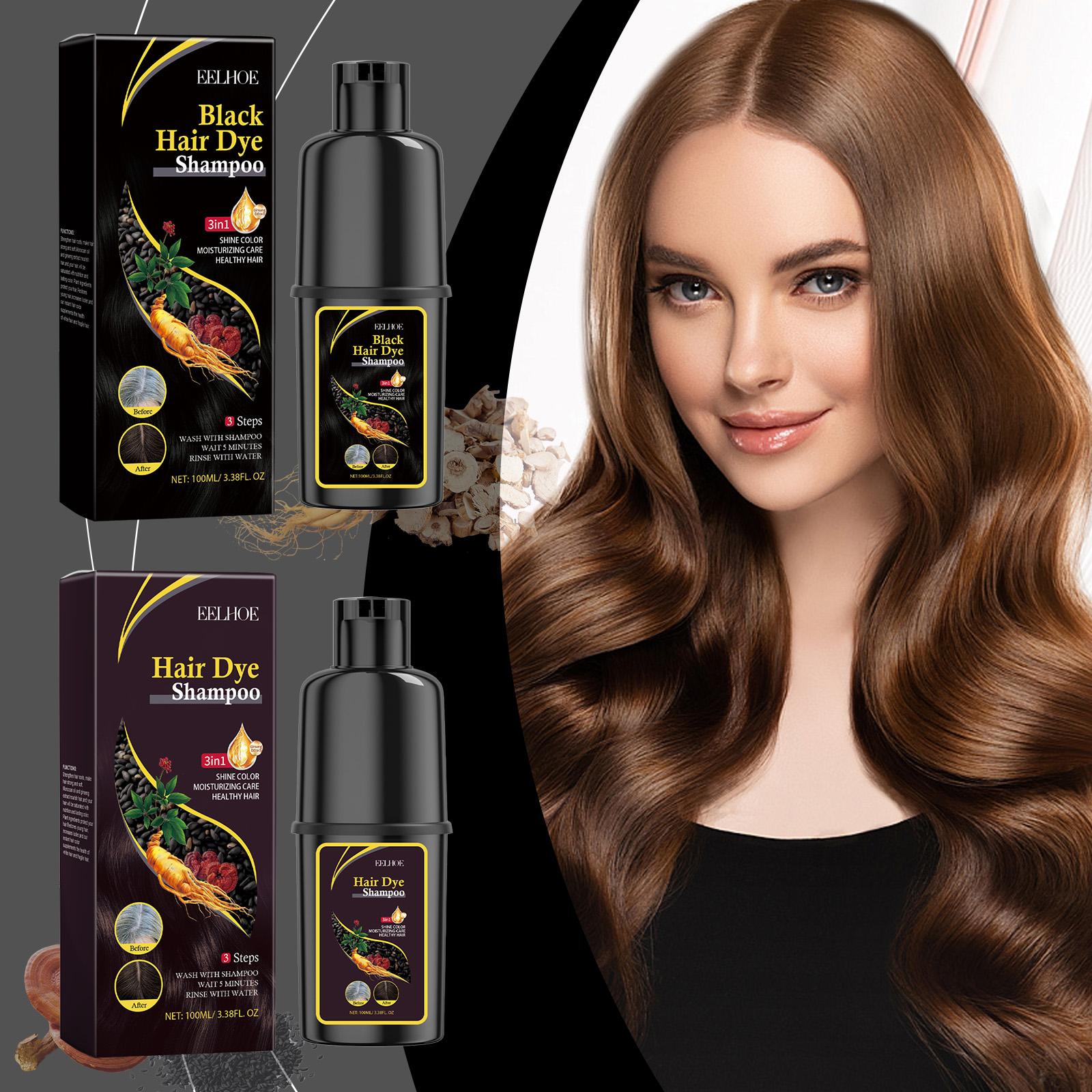 EELHOE Black Hair Dye Shampoo 3 в 1 Growth Clean Hair Darkening Deep Nourishing Black Hair Dye Shampoo Natural Organic Herbal 100ml