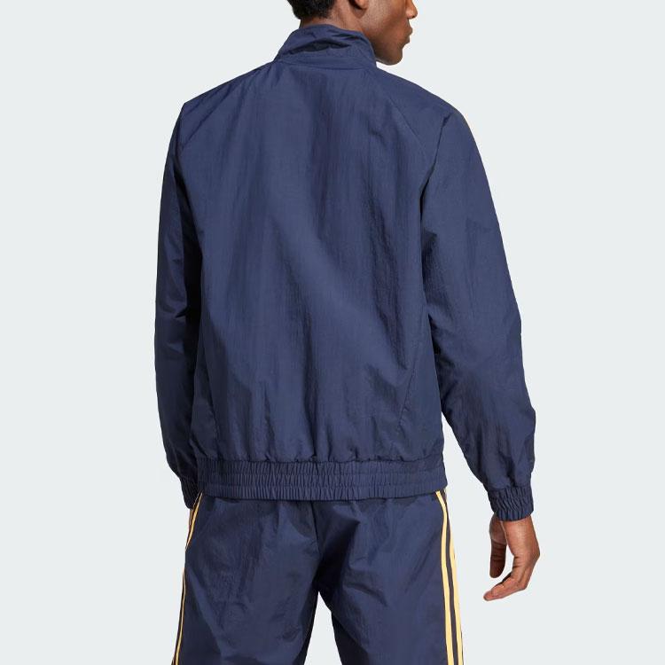 New Adidas Real Madrid Woven Track Top Retro Sports Stand Collar Jackets Men's Ink Blue IU2078