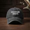 Adventure Awaits Typography Baseball Cap Durable Cotton Unisex Casual Outdoor Sun Protection Hat