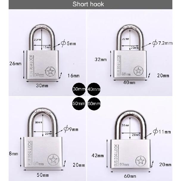 Factory Outlets Stainless Steel 304 Outdoor Padlock Waterproof Anti-rust Anti-theft Corrosion-resistant Ocean Ships Outdoor