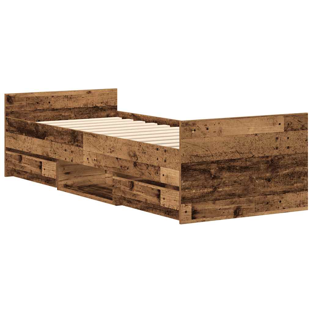 Rama Łóżka Bez Materaca Stare Drewno 100X200Cm Drewno Klejone