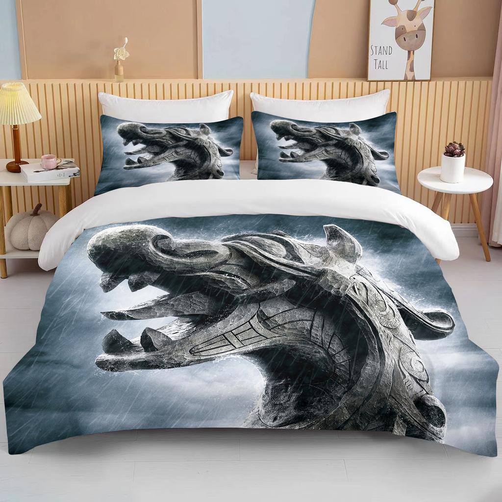 10 Sizes Cartoon Viking Bedding Set Anime Characters Duvet Cover Set 3D Quilt Bed Set Queen King Size Kids Boys Home Textile
