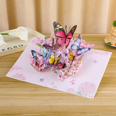 New Fashion 3D Pop UP Butterfly Happy Birthday Cards Invitation Cake Greeting Card Kids Gift Postcard for Friend Dad Mom Present