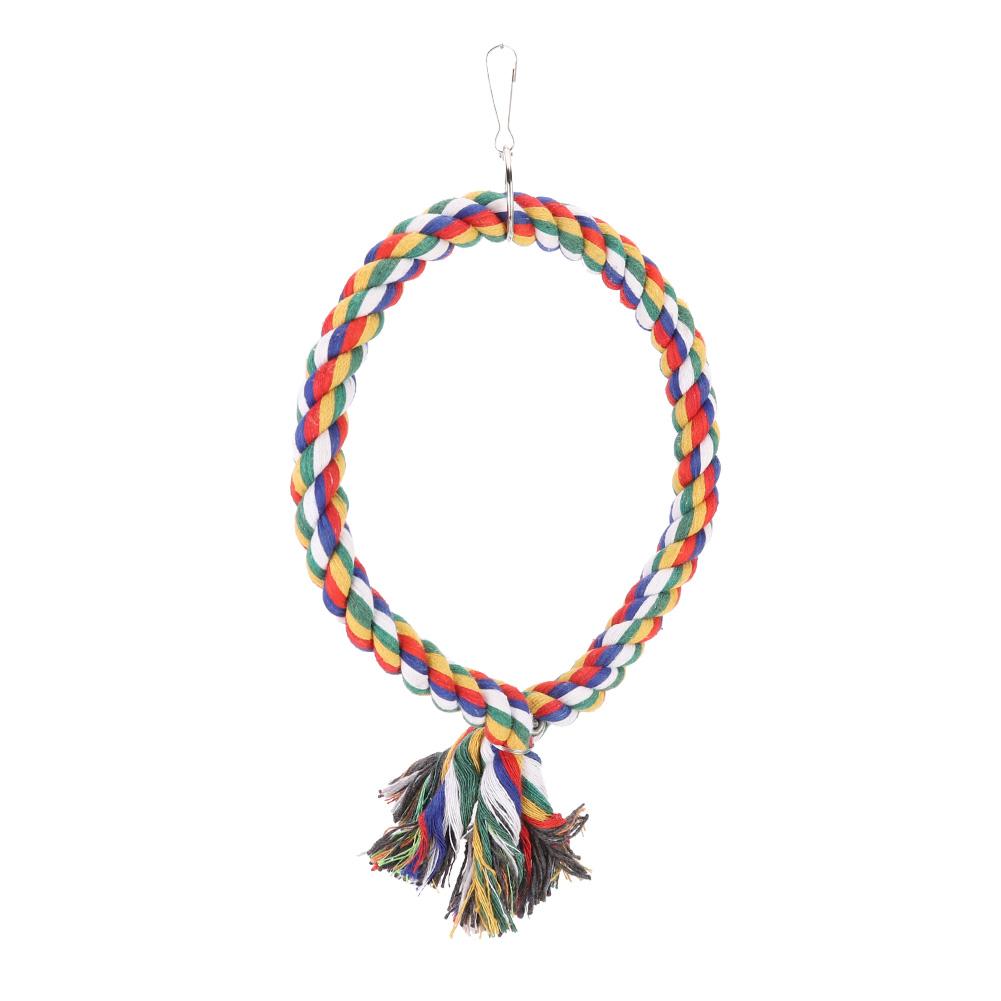 Round Circle Climbing Rings Colorful Cotton Rope Swing Pet Bird Perch Biting Standing Playing Toy