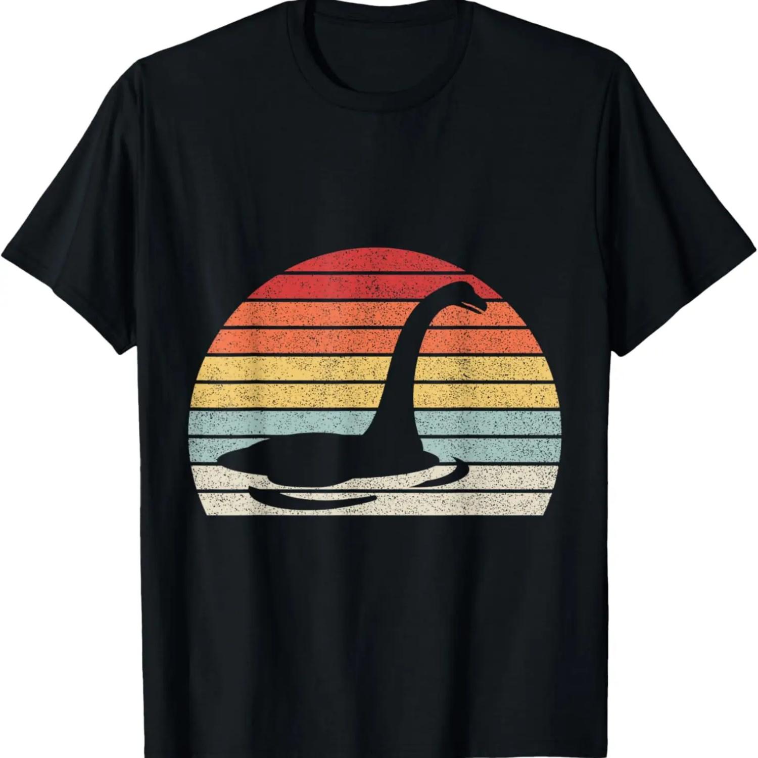 Vintage Retro Nessie Loch Ness Monster T-Shirt S чёрный
