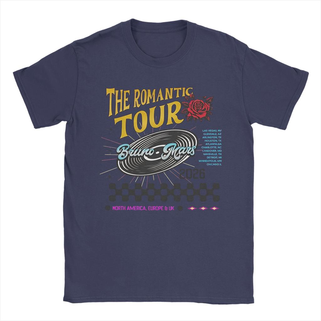 T-shirt Bruno Mars The Romantic Tour 2026 da Uomo 100% Cotone Magliette Originali Girocollo Manica Corta Top Stampati