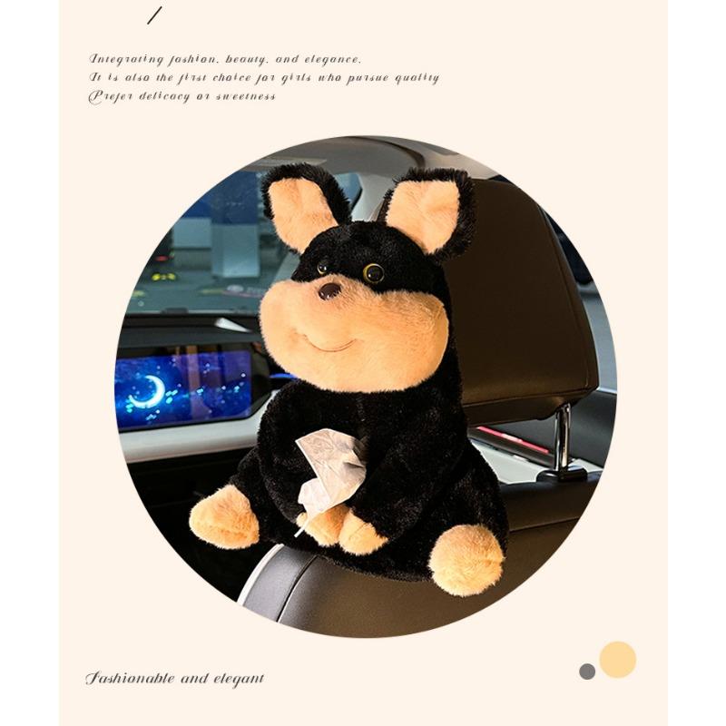 Cute Plush Bee Dog Creative Multi Functional Hanging Car Tissue Box
