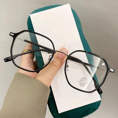 Ultra-Light Anti-Blue Myopia Glasses Frame For Women Can Be Matched With Degree Plain Face Large Frame Small Glasses Metal Frame Tq1527