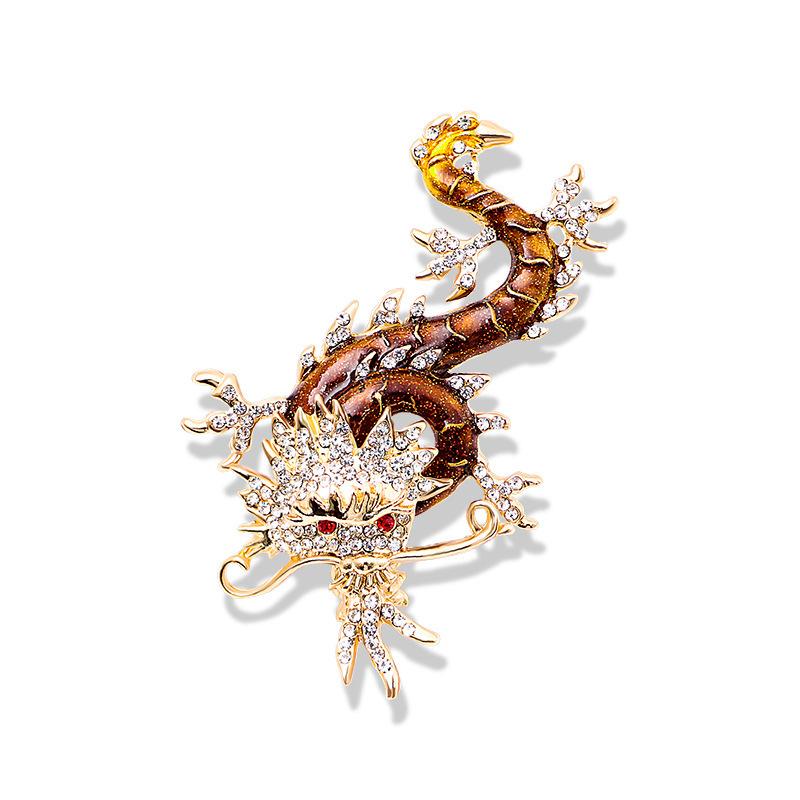 

Китайский стиль Атмосфера Китайский дракон Брошь Ретро Личность Блейзер Аксессуары Булавка Зодиак Корсаж темно-коричневого