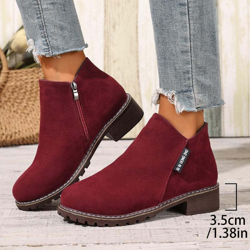 Damen Wildleder Stiefeletten Martin Boots, Blockabsatz Lässige Kurze Stiefel, Übergröße Herbst Winter Schuhe