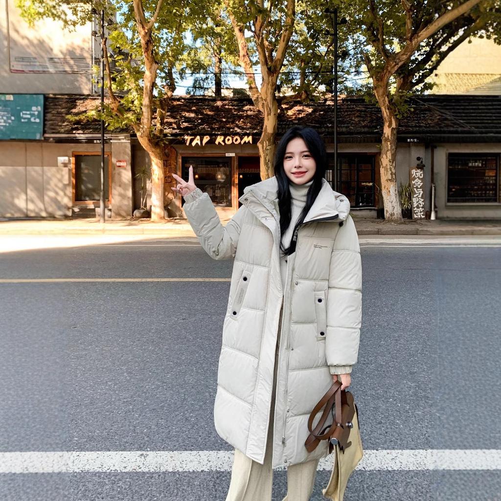 Over the knee hooded down cotton-padded clothes for women's winter new loose cotton-padded clothes jacket thickened warm cotton-padded jacket