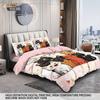 3pcs Cartoon Cute Cat Printed Coreless Down Duvet Cover Set, Multi Size Bedroom Bedding Decoration, Machine Washable