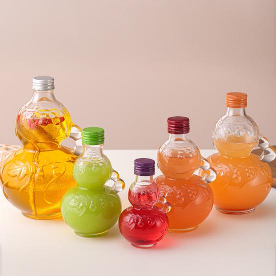 Creative Gourd-Shaped Glass Bottle with Handles Thickened Glass Liquor Bottle for