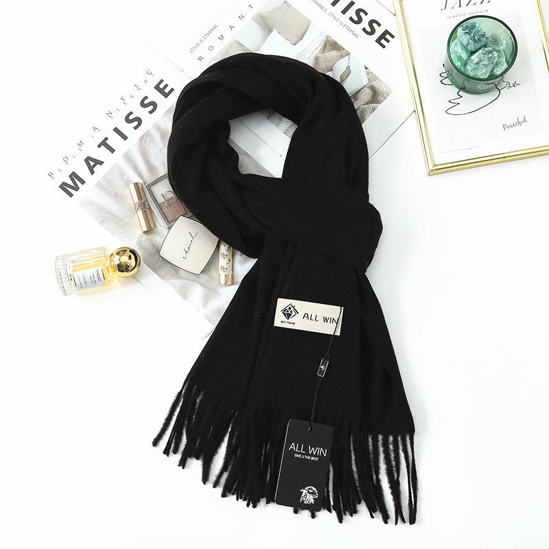 High-End Women's Wool Scarf - Cashmere Feel, Solid Color, Autumn/Winter, Unisex Versatile Shawl