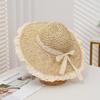Straw Hat for Women Summer Handmade Weave Hollow Lace Up Anti-UV Beach Cap Foldable Large Brim Panama Bucket Fashion Sun Hat