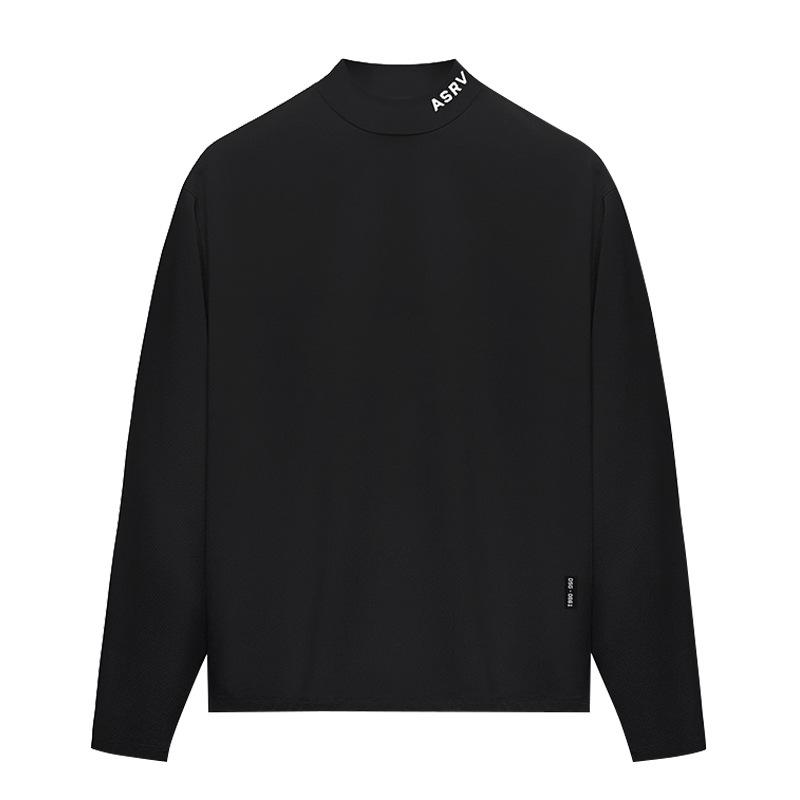 

Men s Quick-Dry Long-Sleeve Half-Collar Sports Tee XXXL чорний