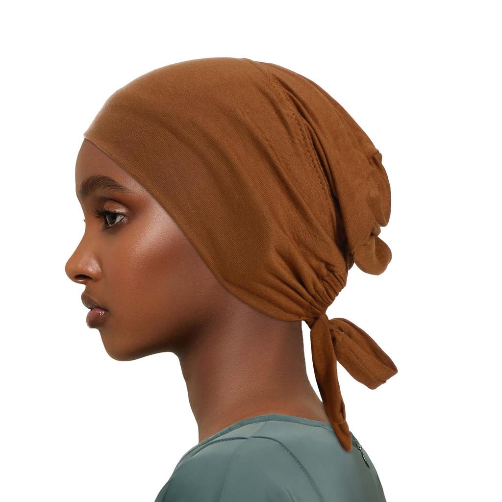 Adjustable Tuck-Away Mercerized Cotton Hair Cover Cap with Elastic Tie