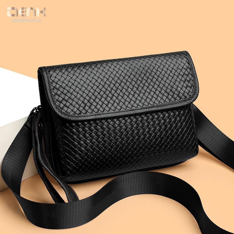 New Korean version tide woven breast bag first layer cowhide casual clutch bag real cowhide shoulder crossbody backpack