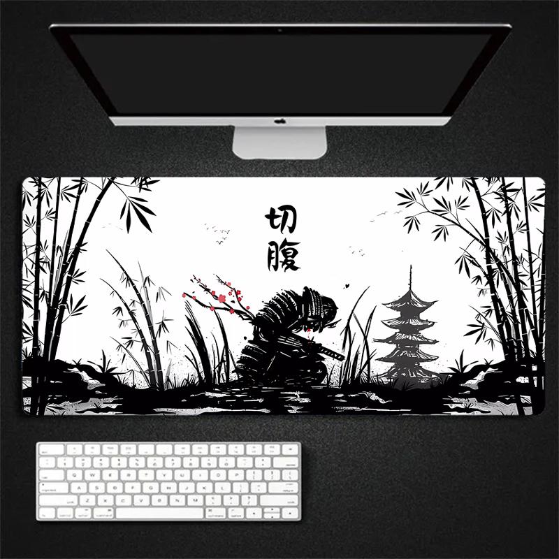 black Samurai Mouse Pad Samurai Legion Landscape Table Mat Aesthetic Computer MousePad Unique Mouse Keyboard pc Desk Mats