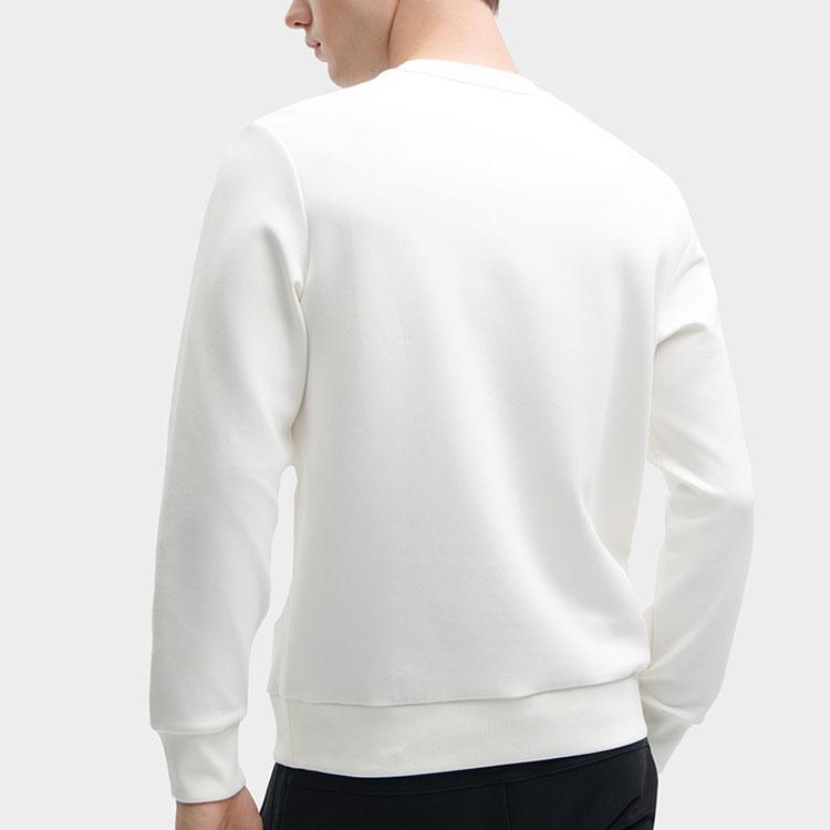 FILA 2023 Autumn New Knit Pullover Casual Sports Solid Color Sweatshirt Men sweatshirt Cloud-Mushroom-White F11M348203F-WT