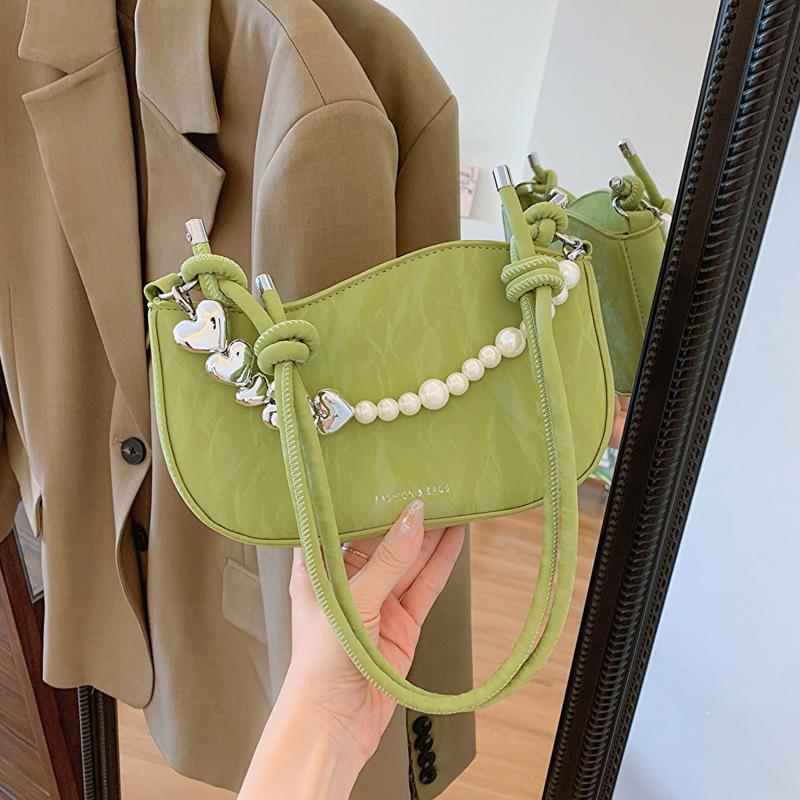 High-value pearl chain small bag women's 2025 spring and summer new niche crossbody small bag fashion shoulder armpit bag