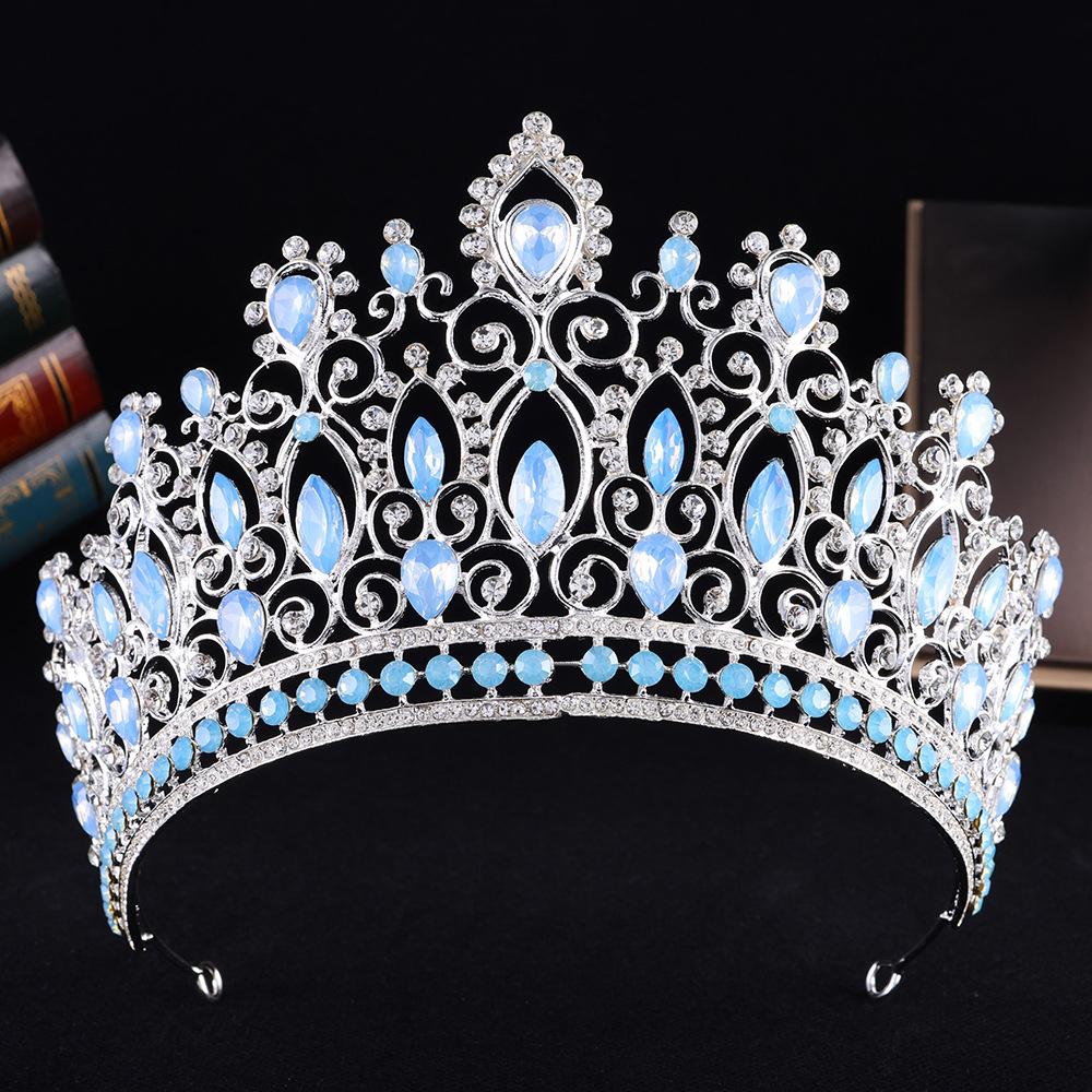 

DIEZI Elegant Baroque Opal Crystal Crown For Women Girls Wedding Vintage Bride Queen Bridal Tiaras Hair Accessories Headbands