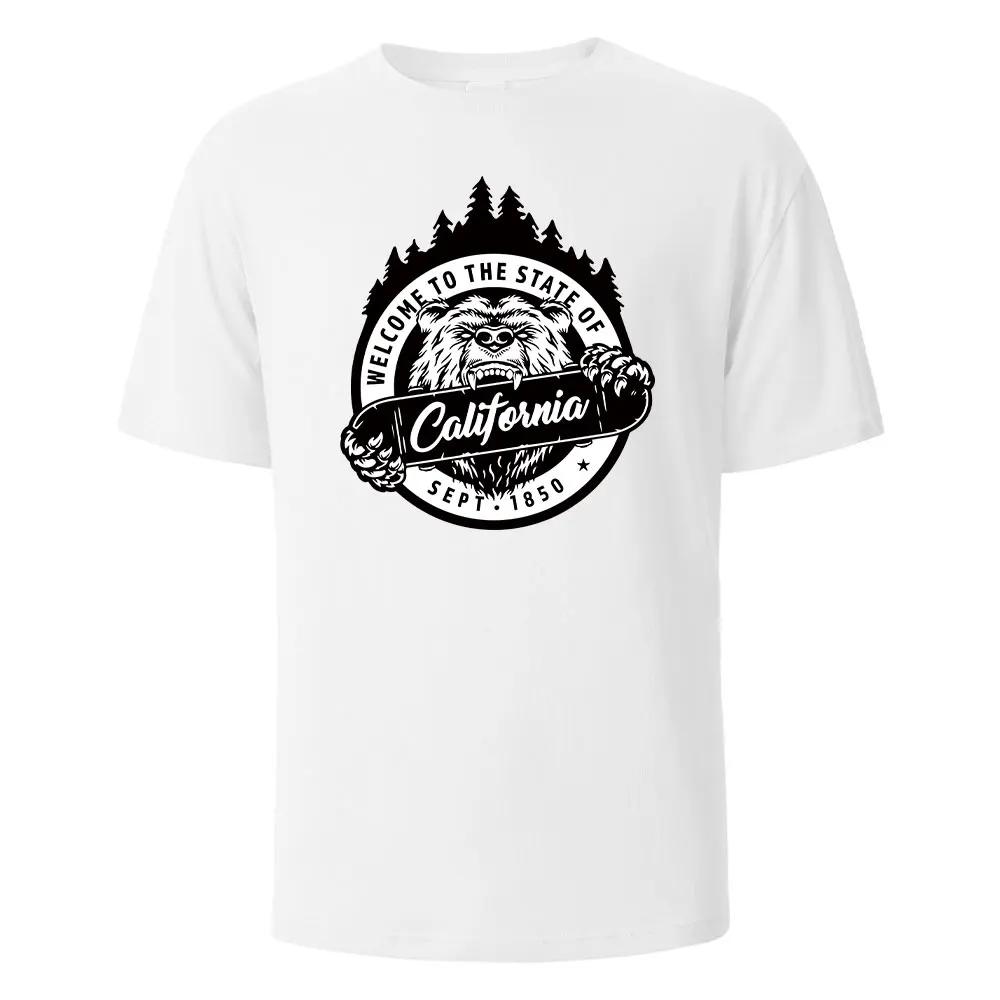 Herren Bedrucktes T-Shirt Kalifornien 100% Baumwolle Oberteile Für Herren Damen Sommer Atmungsaktiv Kurzärmelig Rundhals Basic T-Shirts Herren Kleidung