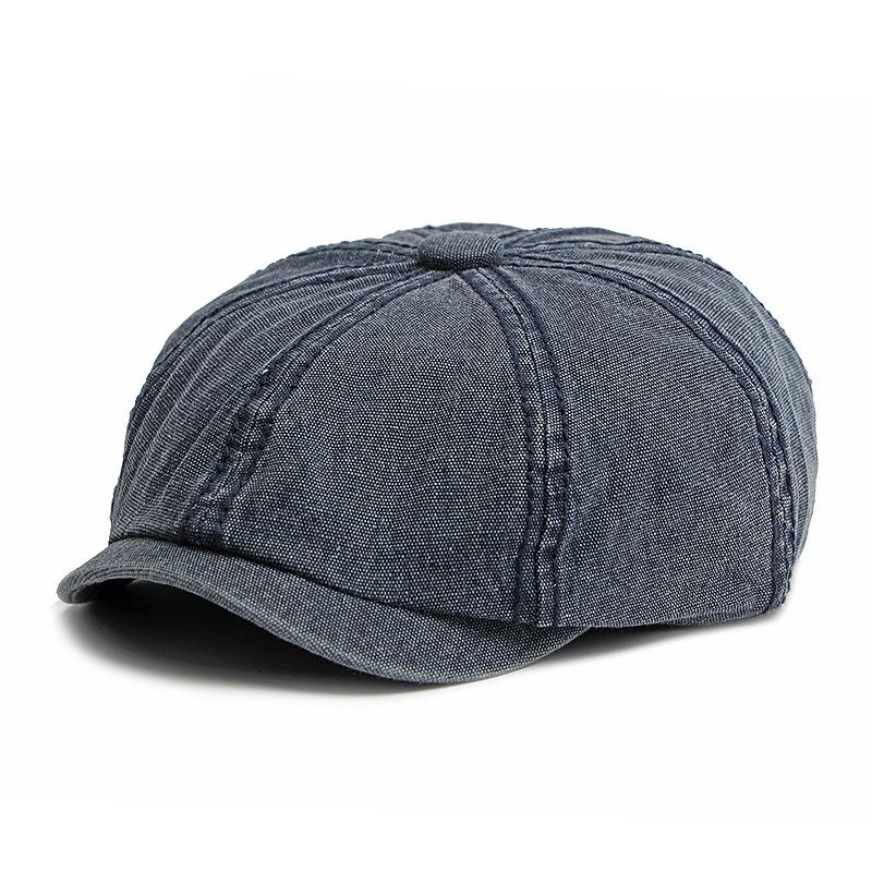Denim Osmihranný klobouk pánský Britský baret Duck Tongue Painter Hat Retro Newsboy Hat