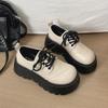 Popular white British style heightened platform small leather shoes women's 2025 new summer versatile heightened soft-soled loafers