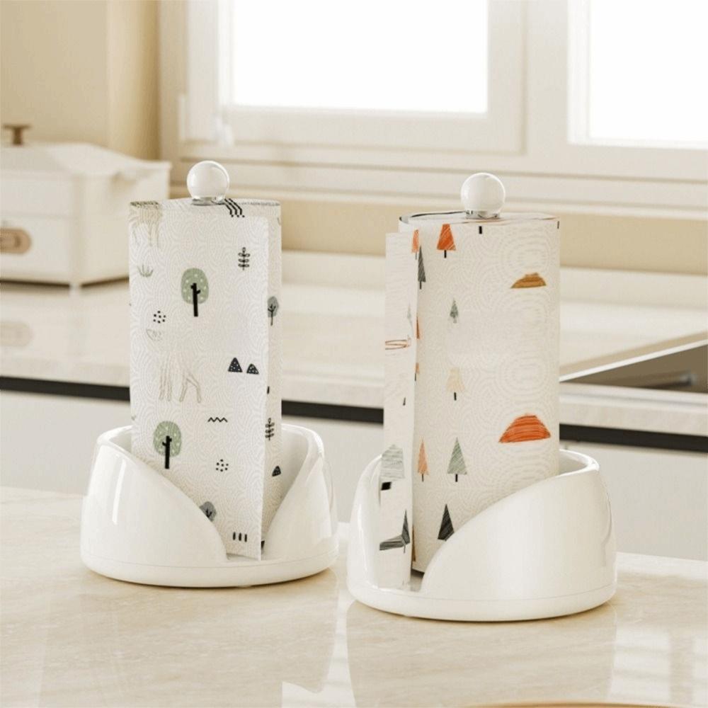 Stainless Steel Rotating Paper Towel Holder Plastic Paper Roll Stand Vertical Napkins Rack  Kitchen