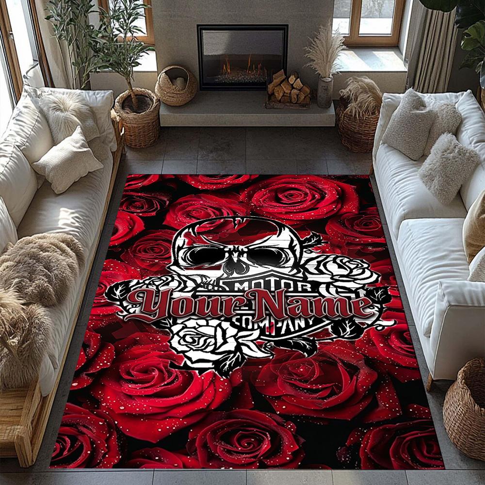 Harley-davidson Motorcycles Customizable Name Carpet Design for Living Rooms Playrooms Bedrooms Outdoor Antislip Carpet Anime Office Decor