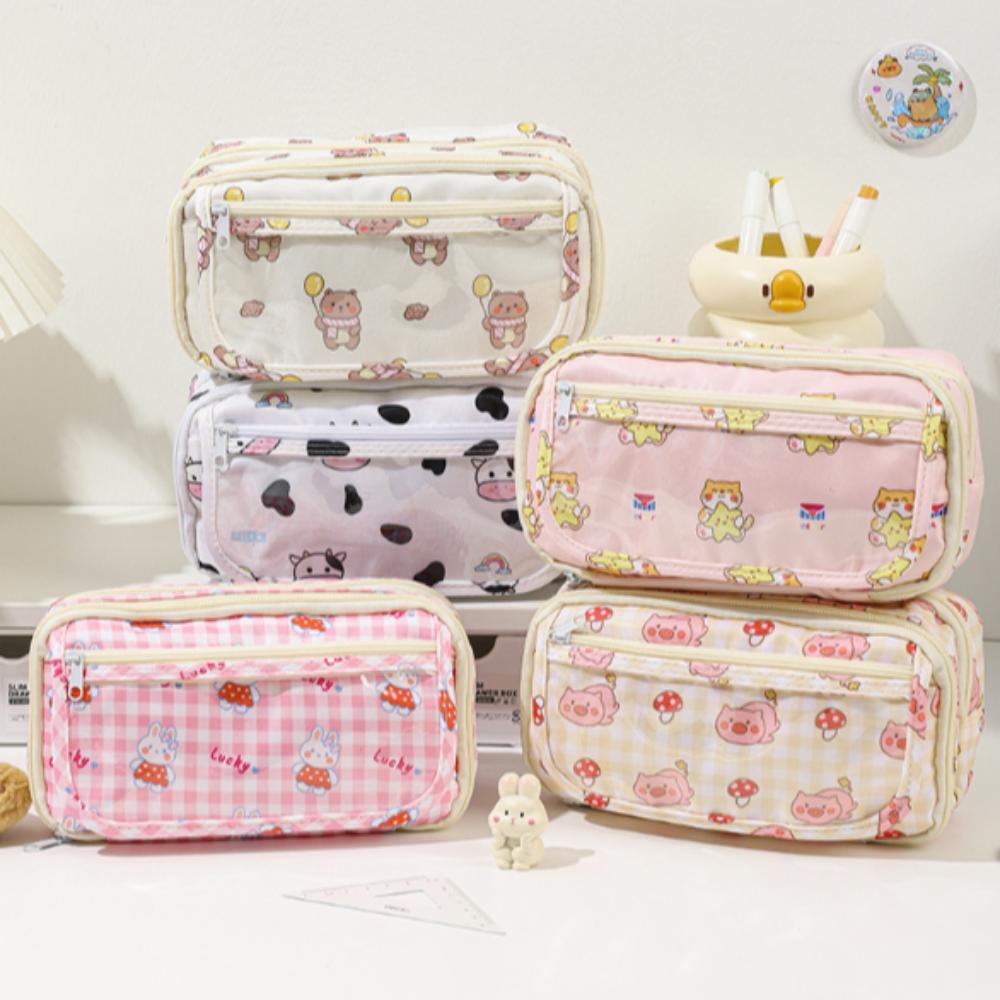 Bear Large Capacity Pencil Case Aesthetic Stationery Storage Bag Cute Animal Pencil Bag Student