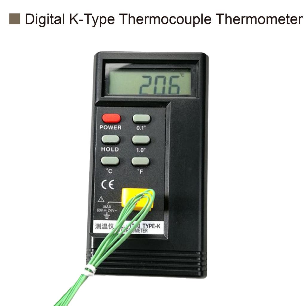 Portable Digital K Type Thermocouple Thermometer, High Precision Industrial Temperature Meter for HVAC, Celsius/Fahrenheit Use High Temperature Probe