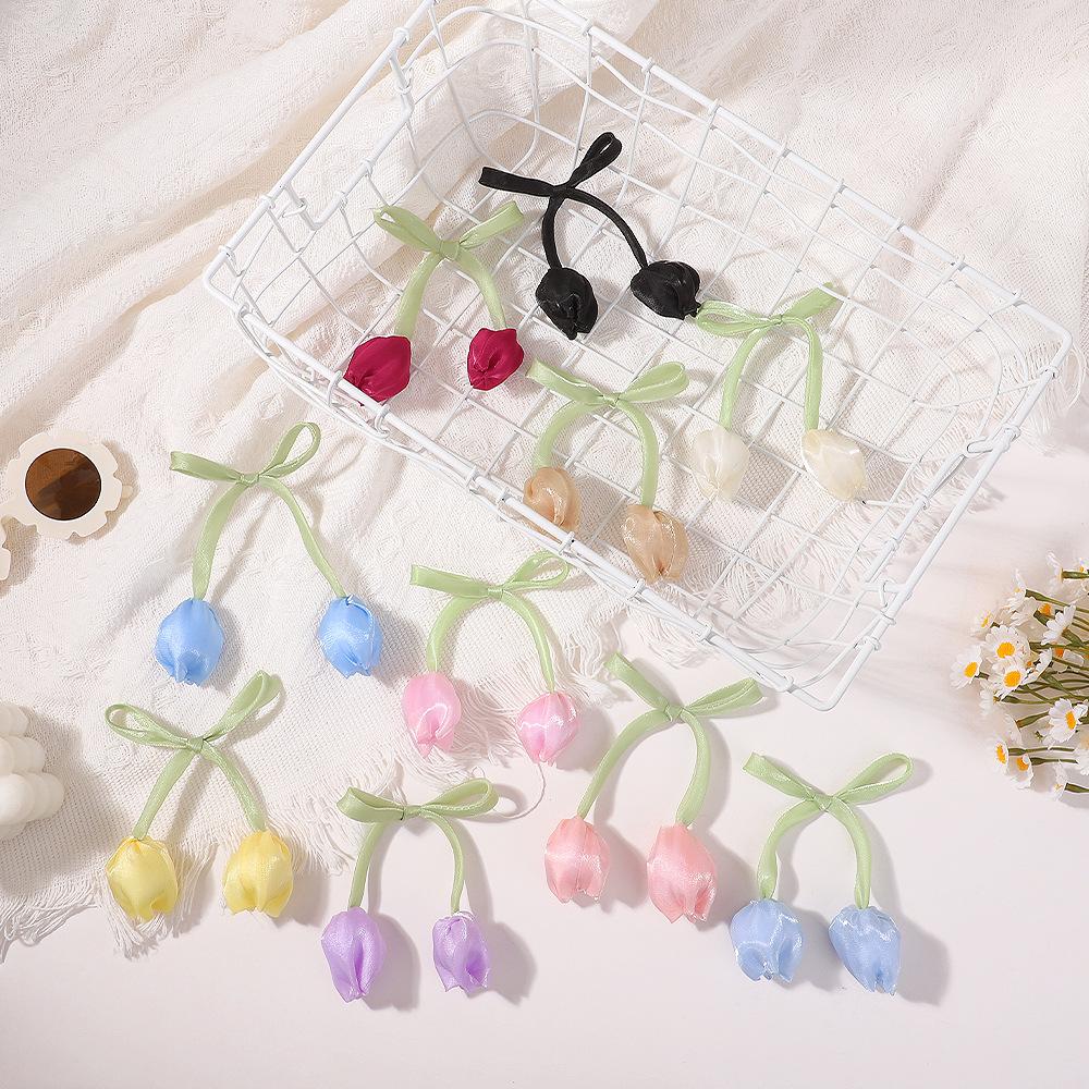 6PCS Korean Style Flower Bud Tulip Hair Rope Children Clothing Hair Clips and Hairbands Children Clothing Bags Accessories