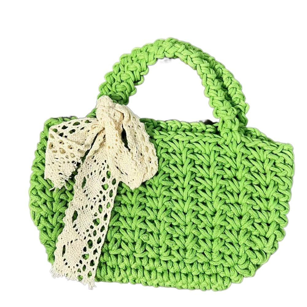 

Hollow Out Braided Underarm Bag Large Capacity Bucket Bag Fashion Beach Straw Bag Shopping зелений