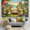 2D Cartoon Frosch Geburtstag Hintergrundtuch, Outdoor Natur Wandbehang
