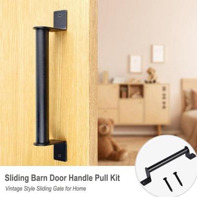 Long Base Barn Door Pull Knob Black Heavy Duty Sliding Barn Door Handle Easy Install Durable Carbon Steel Handle Wooden Gate