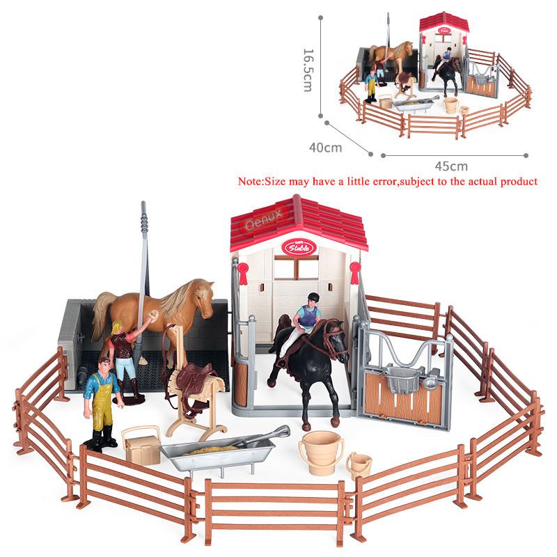 

Oenux Ферма Конюшня Модель Дома Фигурки Действий Эмуляционная Всадник Лошадь Животные Игровой Набор Фигурка Милая Развивающая Детская Игрушка Подарок