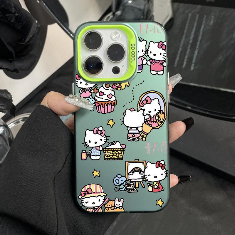Applicable to Apple 11 mobile phone case iPhone11/11Pro cartoon color silver hard case Huawei p11 full screen kt cat