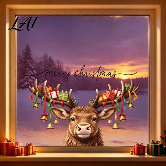 DIY Layout Stickers Christmas Reindeer Static Window Cling No‑Glue Winter Cute Elk Glass Sticker Indoor Outdoor Decor Waterproof PVC Merry