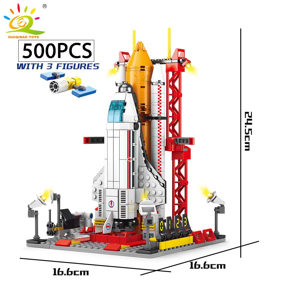 Non-Toxic Space Aviation Manned Rocket Building Blocks With Astronaut Figure City Aerospace Model Bricks Children Toys For Kids