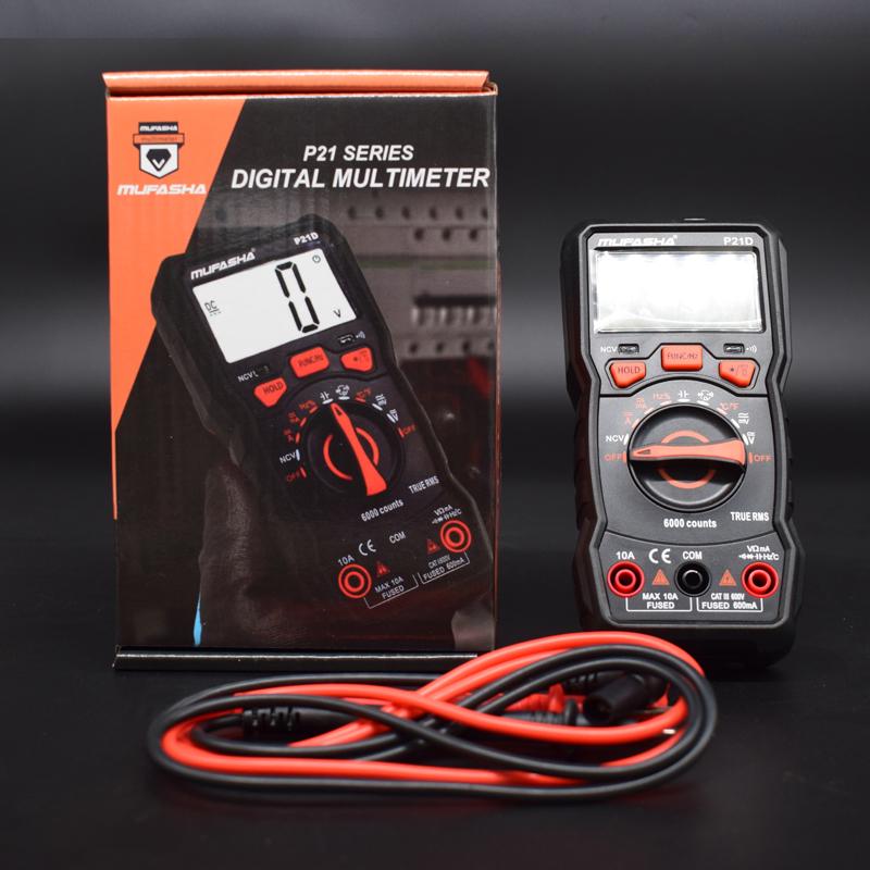 MUFASHA P21D Multimeter Digital 6000 COUNTS NCV, ACA/DCA/DCV/ACV Automatic Range Multimeter