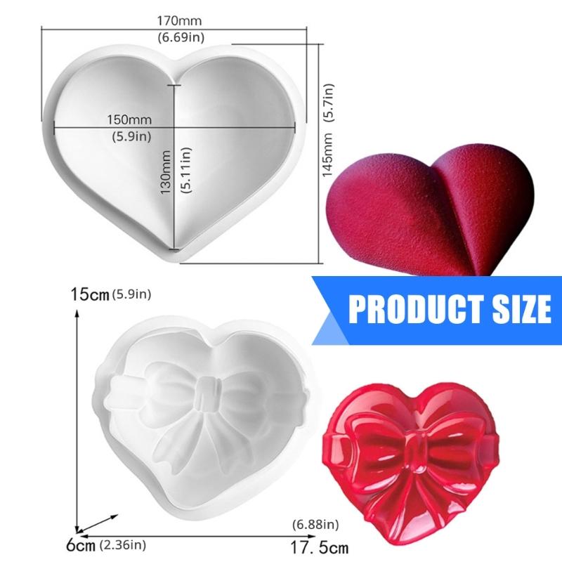 Bowtie Heart Silicone Candle Molds Silicone Soap Molds for Candle Soap Fondant Chocolate Molds Cake Molds Baking Tool