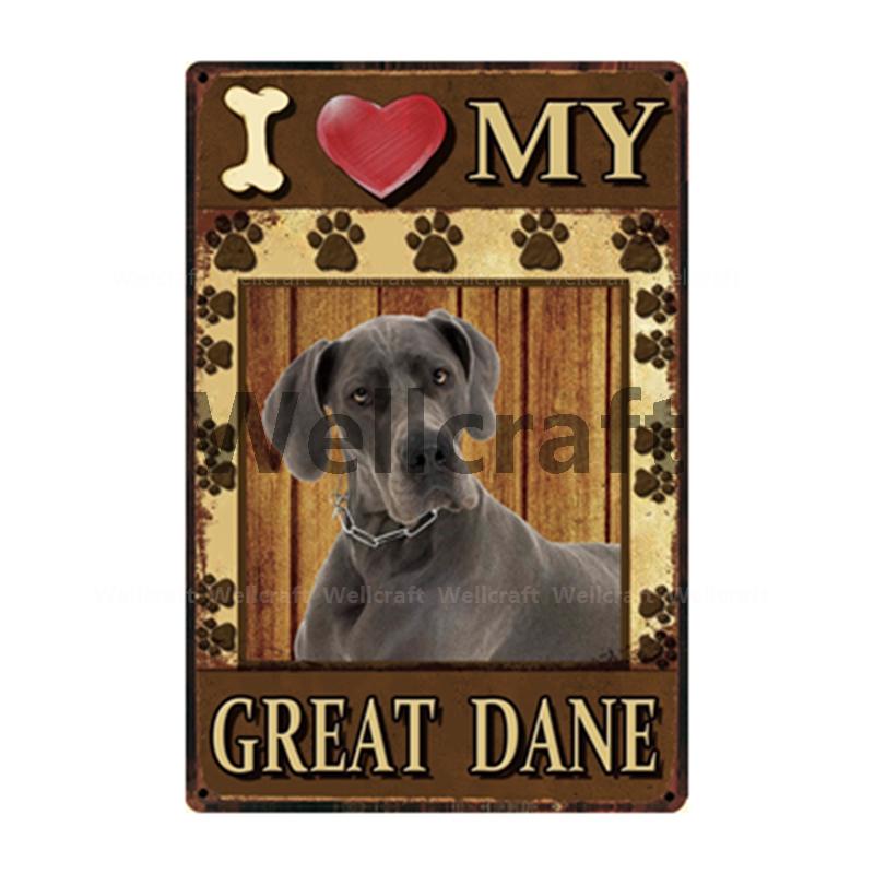 [ WellCraft ] I Love My Dog Border Collie Pug Labrador Metal Sign Tin Poster Home Decor Bar Wall Art Painting 20*30 CM Sizer  L6