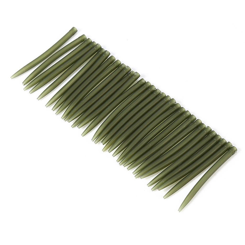 30PCS 51MM Carp Fishing Tackle Rubber Anti Tangle Sleeve Terminal Tips (Dark Green)