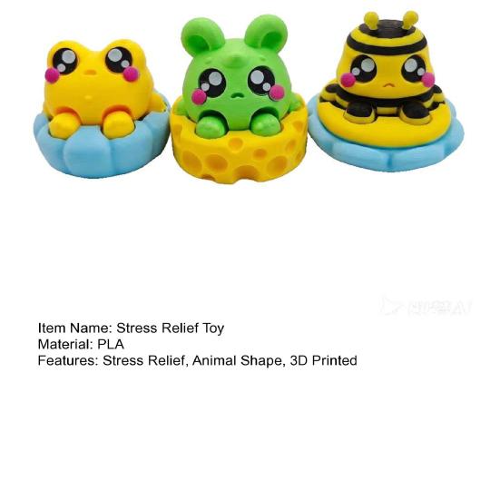 1/3 Stück 3D-gedrucktes Tier-Klicker-Spielzeug Cartoon-Maus Frosch Biene Dekompressionsknopf Fidget-Spielzeug Angst Stressabbau Schreibtischspielzeug
