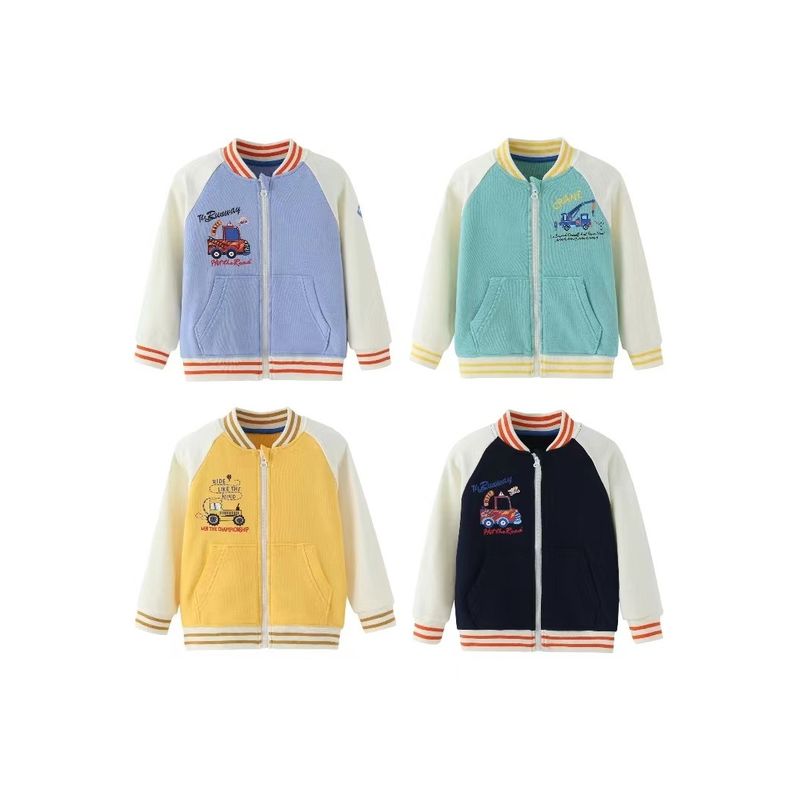 Boys' Jacket Autumn and Winter Style Children's Baseball Jacket New Thickened Spring and Autumn Top Trendy Boys' Pure Cotton Jacket