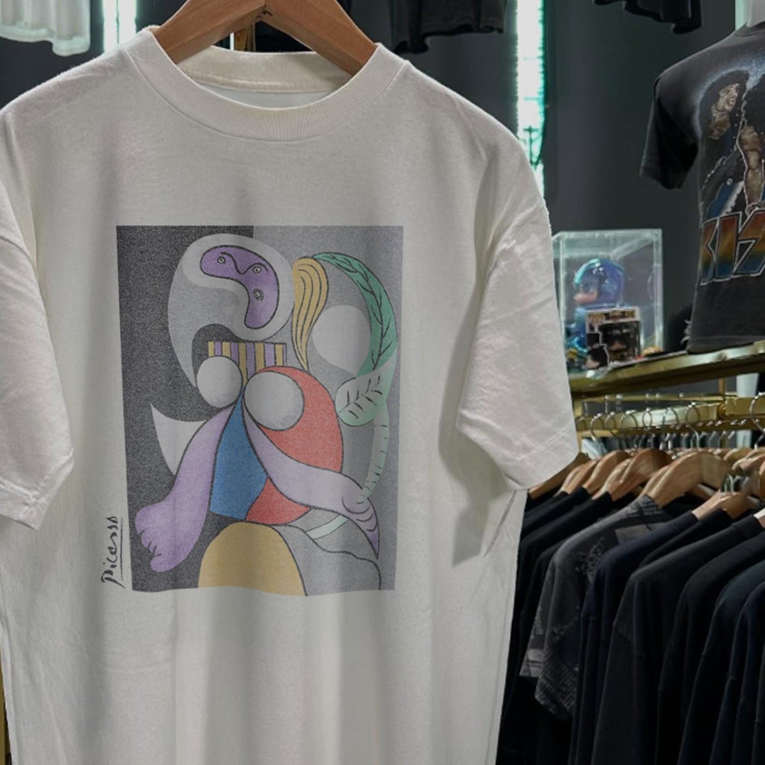 90s Picasso Woman With Flowers Promo T-Shirt White XXL S