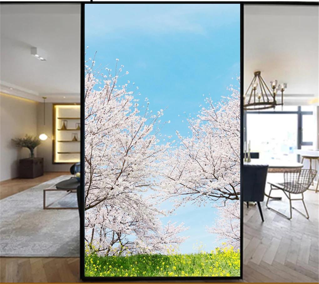 

Static Cling Privacy Windows Film Decorative Flower Scenery Stained Glass Window Stickers Frosted Window Cling Tint (as the picture,40x60cm WxH)